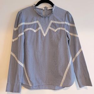 SANDRO Sz 1 Blouse Blue dress shirt